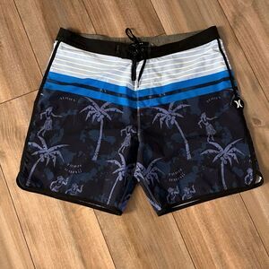Hurley Phantom Blue Athletic Swimsuit Shorts Men 36 Board Short Bin K-9‎